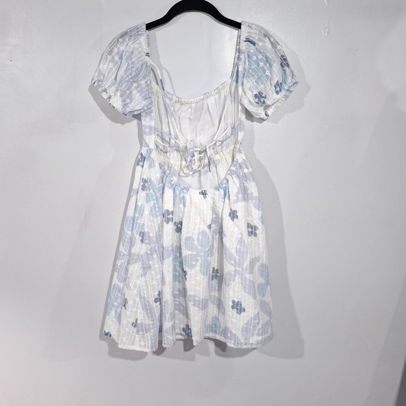 SABO SKIRT Amanda Mini Dress Size L US 8 100% Cotton With Eyelet Floral Babydoll - Picture 6 of 16
